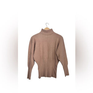 Olsen rabbit hair angora mohair soft turtleneck sweater made italy powder pink